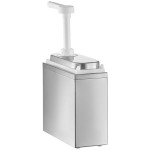 ServSense Single 1 Qt. Stainless Steel Condiment Dispenser - 1 Plastic Pump, 1 oz. Portions ServSense Single 1 Qt. Stainless Steel Condiment Dispenser - 1 Plastic Pump, 1 oz. Portions