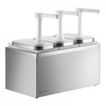 ServSense Single 1 Qt. Stainless Steel Condiment Dispenser - 1 Plastic Pump, 1 oz. Portions ServSense Single 1 Qt. Stainless Steel Condiment Dispenser - 1 Plastic Pump, 1 oz. Portions