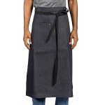 Uncommon Chef 3126 Twisted Denim Customizable 100% Cotton Uptown Bistro Apron with Black Webbing and 1 Pocket - 33
