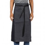 Uncommon Chef 3126 Twisted Denim Customizable 100% Cotton Uptown Bistro Apron with Black Webbing and 1 Pocket - 33