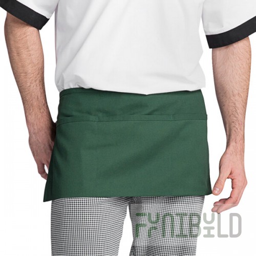 Uncommon Chef 3067 Hunter Green Customizable Waist Apron with 3 Pockets - 11