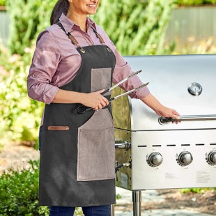 Backyard Pro Charcoal Heavy-Duty Canvas Grilling Apron with Utility Pockets - 32 1/2 Backyard Pro Charcoal Heavy-Duty Canvas Grilling Apron with Utility Pockets - 32 1/2