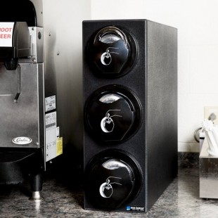 San Jamar L2923BK EZ-Fit® Black Countertop Lid Dispenser Cabinet with 1 8-24 oz. Lid Slot and 2 24-46 oz. Lid Slots