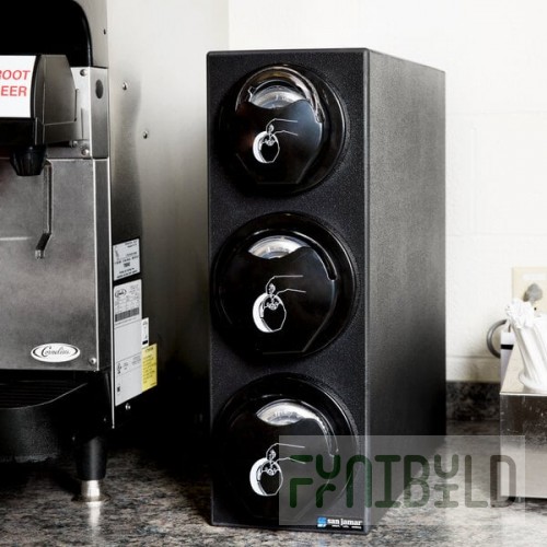 San Jamar L2923BK EZ-Fit® Black Countertop Lid Dispenser Cabinet with 1 8-24 oz. Lid Slot and 2 24-46 oz. Lid Slots