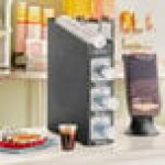 KleanTake by ServSense Black Countertop Slim Cup Dispenser Cabinet with Top Lid / Straw Organizer - 3 Slot