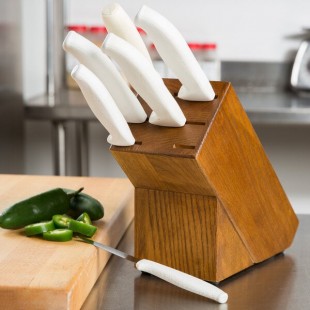 Dexter-Russell 21008 SofGrip 7-Piece White Handle Slant Knife Block Set Dexter-Russell 21008 SofGrip 7-Piece White Handle Slant Knife Block Set