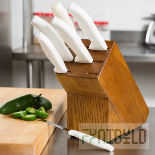 Dexter-Russell 21008 SofGrip 7-Piece White Handle Slant Knife Block Set