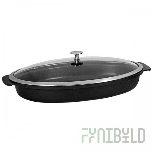 Spring USA Motif Cook & Serve 3 Qt. Titanium Non-Stick Shallow Oval Roaster with Cover 8265-8/38