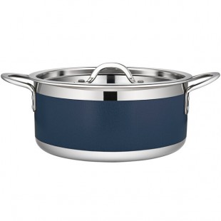Bon Chef Country French X 4.28 Qt. Cobalt Blue Stainless Steel Pot - 71302-CF2-CB Bon Chef Country French X 4.28 Qt. Cobalt Blue Stainless Steel Pot - 71302-CF2-CB