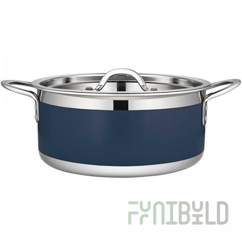 Bon Chef Country French X 4.28 Qt. Cobalt Blue Stainless Steel Pot - 71302-CF2-CB