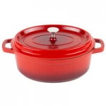 GET Heiss 5 Qt. Red Enamel Coated Cast Aluminum Roasting Pan with Lid - 12 7/8