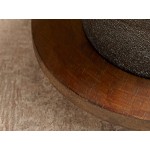 Valor 8 oz. Pre-Seasoned Mini Cast Iron Pot with Rustic Chestnut Finish Rubberwood Underliner