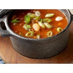 Valor 8 oz. Pre-Seasoned Mini Cast Iron Pot with Rustic Chestnut Finish Rubberwood Underliner