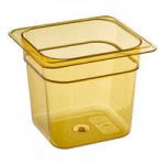 Carlisle 10458H13 StorPlus 1/3 Size Amber High Heat Plastic Food Pan with Handle - 1/2 Carlisle 10458H13 StorPlus 1/3 Size Amber High Heat Plastic Food Pan with Handle - 1/2