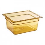 Carlisle 10458H13 StorPlus 1/3 Size Amber High Heat Plastic Food Pan with Handle - 1/2 Carlisle 10458H13 StorPlus 1/3 Size Amber High Heat Plastic Food Pan with Handle - 1/2