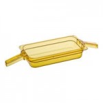 Carlisle 10458H13 StorPlus 1/3 Size Amber High Heat Plastic Food Pan with Handle - 1/2 Carlisle 10458H13 StorPlus 1/3 Size Amber High Heat Plastic Food Pan with Handle - 1/2