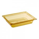 Carlisle 10458H13 StorPlus 1/3 Size Amber High Heat Plastic Food Pan with Handle - 1/2 Carlisle 10458H13 StorPlus 1/3 Size Amber High Heat Plastic Food Pan with Handle - 1/2