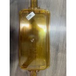 Carlisle 10458H13 StorPlus 1/3 Size Amber High Heat Plastic Food Pan with Handle - 1/2 Carlisle 10458H13 StorPlus 1/3 Size Amber High Heat Plastic Food Pan with Handle - 1/2