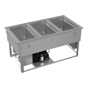 Vollrath FC-HCF-03120 Three Well Modular Drop-In Hot / Cold / Freeze Food Well with Manual Manifold Drain - 120V Vollrath FC-HCF-03120 Three Well Modular Drop-In Hot / Cold / Freeze Food Well with Manual Manifold Drain - 120V
