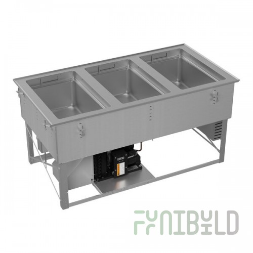 Vollrath FC-HCF-03120 Three Well Modular Drop-In Hot / Cold / Freeze Food Well with Manual Manifold Drain - 120V