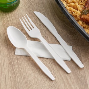 Choice White Heavy Weight Polypropylene Plastic Cutlery Pack with Napkin - 250/Case