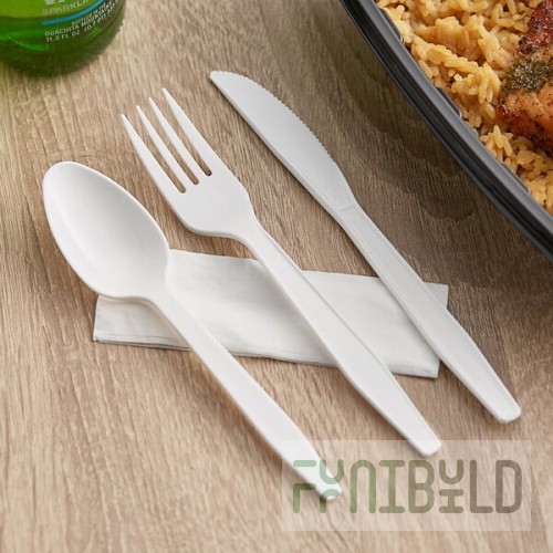Choice White Heavy Weight Polypropylene Plastic Cutlery Pack with Napkin - 250/Case