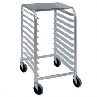 Cres Cor 275-38-1810-KDTA 10 Pan End Load Half Height Aluminum Bun / Sheet Pan Rack with Stainless Steel Top - Assembled Cres Cor 275-38-1810-KDTA 10 Pan End Load Half Height Aluminum Bun / Sheet Pan Rack with Stainless Steel Top - Assembled