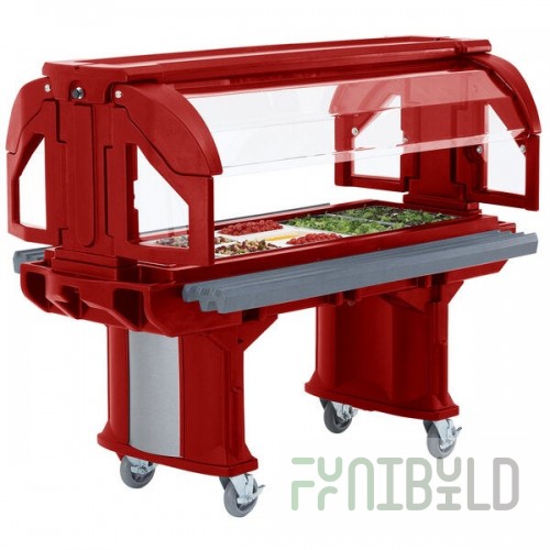 Cambro VBRL5158 Hot Red 5' Versa Food / Salad Bar with Standard Casters - Low Height