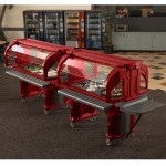 Cambro VBRL5158 Hot Red 5' Versa Food / Salad Bar with Standard Casters - Low Height Cambro VBRL5158 Hot Red 5' Versa Food / Salad Bar with Standard Casters - Low Height
