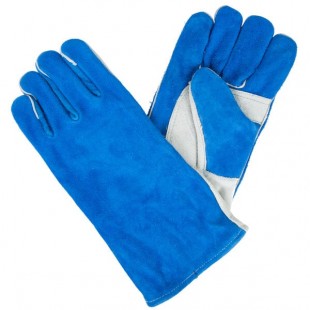 Cordova Men's Blue / White Select Shoulder Split Leather Welder's Gloves with Cotton Sock Lining - Large - Pair