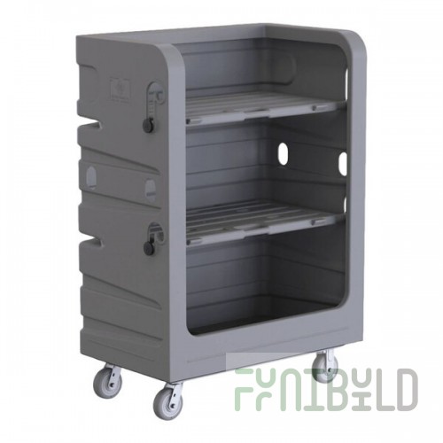 R&B Wire Products, Inc. 48 Cu. Ft. Gray Heavy-Duty Polypropylene Turnabout Truck 749G-PS
