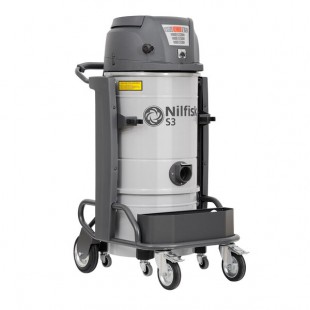 Nilfisk S3N1 L50 AU 2X 13 Gallon Stainless Steel Single-Phase 3-Motor Industrial Wet / Dry Vacuum with HEPA Filtration - 120V