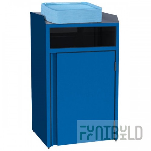 Lakeside 4410BL Rectangular Stainless Steel Waste Station with Front Access and Royal Blue Laminate Finish - 26 1/2