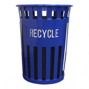 Witt Industries Oakley Eco M3601RE-FT-BL 36 Gallon Blue Outdoor Recycling Bin with Flat Top