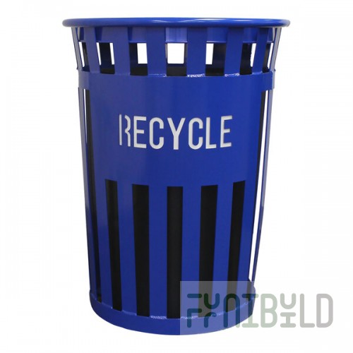 Witt Industries Oakley Eco M3601RE-FT-BL 36 Gallon Blue Outdoor Recycling Bin with Flat Top