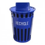 Witt Industries Oakley Eco M3601RE-FT-BL 36 Gallon Blue Outdoor Recycling Bin with Flat Top Witt Industries Oakley Eco M3601RE-FT-BL 36 Gallon Blue Outdoor Recycling Bin with Flat Top