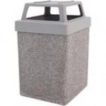 Wausau Tile TF1030 53 Gallon Concrete Square Trash Can with Plastic Push-Door Lid Wausau Tile TF1030 53 Gallon Concrete Square Trash Can with Plastic Push-Door Lid