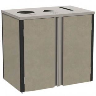 Lakeside 3415BS Stainless Steel Rectangular Refuse / Recycle / Paper Station with Top Access and Beige Suede Laminate Finish - 37 1/2