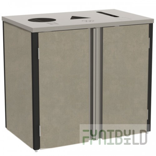 Lakeside 3415BS Stainless Steel Rectangular Refuse / Recycle / Paper Station with Top Access and Beige Suede Laminate Finish - 37 1/2