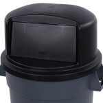 Carlisle 34103403 Bronco 32 Gallon Black Round Dome Top Trash Can Lid with Hinged Door Carlisle 34103403 Bronco 32 Gallon Black Round Dome Top Trash Can Lid with Hinged Door