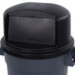 Carlisle 34103403 Bronco 32 Gallon Black Round Dome Top Trash Can Lid with Hinged Door Carlisle 34103403 Bronco 32 Gallon Black Round Dome Top Trash Can Lid with Hinged Door