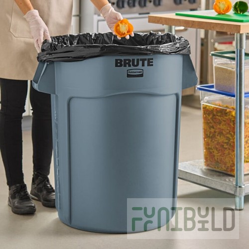 Rubbermaid® FG264360GRAY BRUTE 44 Gallon Gray Round Trash Can