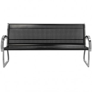 Commercial Zone 725101 Skyline Series 6' Black and Stainless Steel Indoor / Outdoor Bench Commercial Zone 725101 Skyline Series 6' Black and Stainless Steel Indoor / Outdoor Bench
