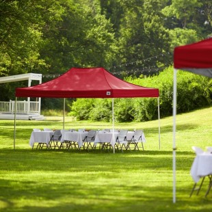 Backyard Pro Courtyard Series 10' x 15' Red Straight Leg Heavy-Duty Aluminum Instant Pop-Up Canopy Tent Backyard Pro Courtyard Series 10' x 15' Red Straight Leg Heavy-Duty Aluminum Instant Pop-Up Canopy Tent
