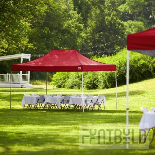 Backyard Pro Courtyard Series 10' x 15' Red Straight Leg Heavy-Duty Aluminum Instant Pop-Up Canopy Tent