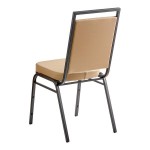 Lancaster Table & Seating Square Back Banquet Chair with Tan Vinyl and Black Frame Lancaster Table & Seating Square Back Banquet Chair with Tan Vinyl and Black Frame