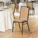 Lancaster Table & Seating Square Back Banquet Chair with Tan Vinyl and Black Frame Lancaster Table & Seating Square Back Banquet Chair with Tan Vinyl and Black Frame