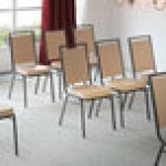 Lancaster Table & Seating Square Back Banquet Chair with Tan Vinyl and Black Frame Lancaster Table & Seating Square Back Banquet Chair with Tan Vinyl and Black Frame