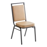 Lancaster Table & Seating Square Back Banquet Chair with Tan Vinyl and Black Frame Lancaster Table & Seating Square Back Banquet Chair with Tan Vinyl and Black Frame