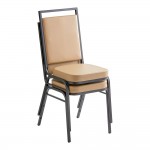Lancaster Table & Seating Square Back Banquet Chair with Tan Vinyl and Black Frame Lancaster Table & Seating Square Back Banquet Chair with Tan Vinyl and Black Frame